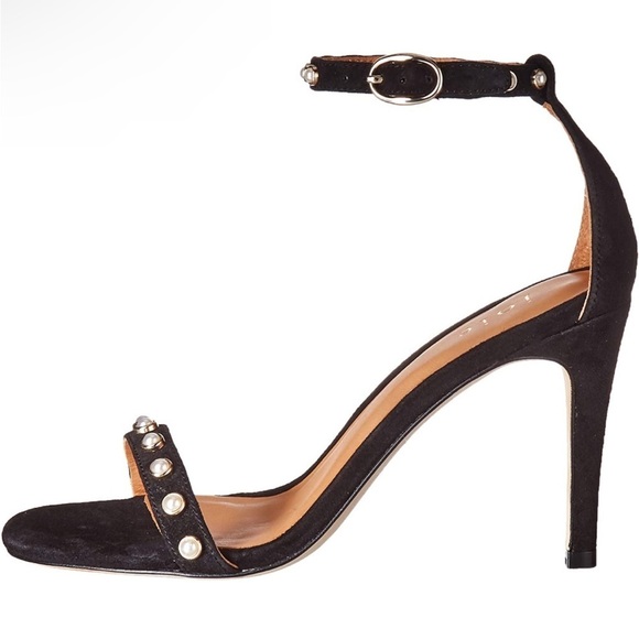 NEW Joie Alana High Heel Sandals Pearl Black Suede Sz. 9.5 - Picture 3 of 6